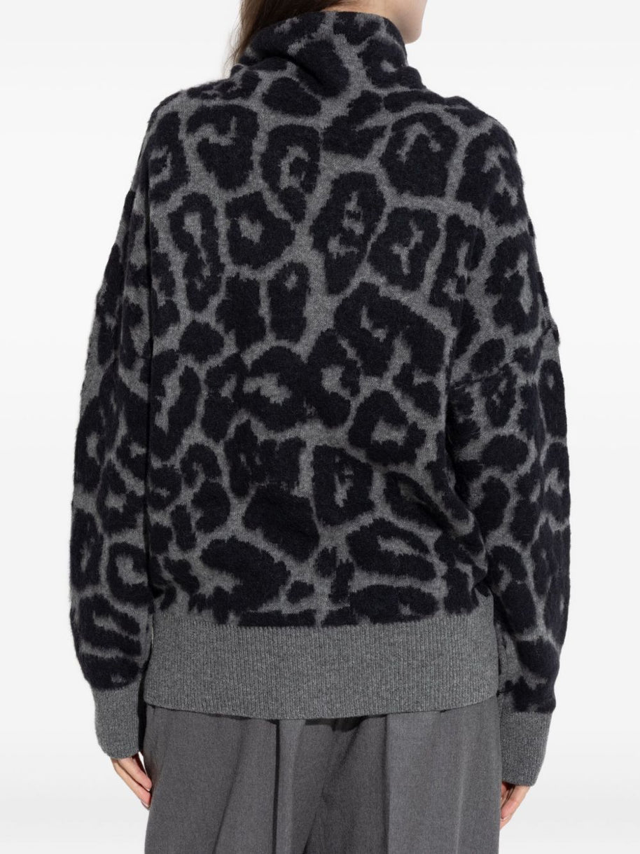 Stella McCartney Wool Leopard Print Sweater - Black