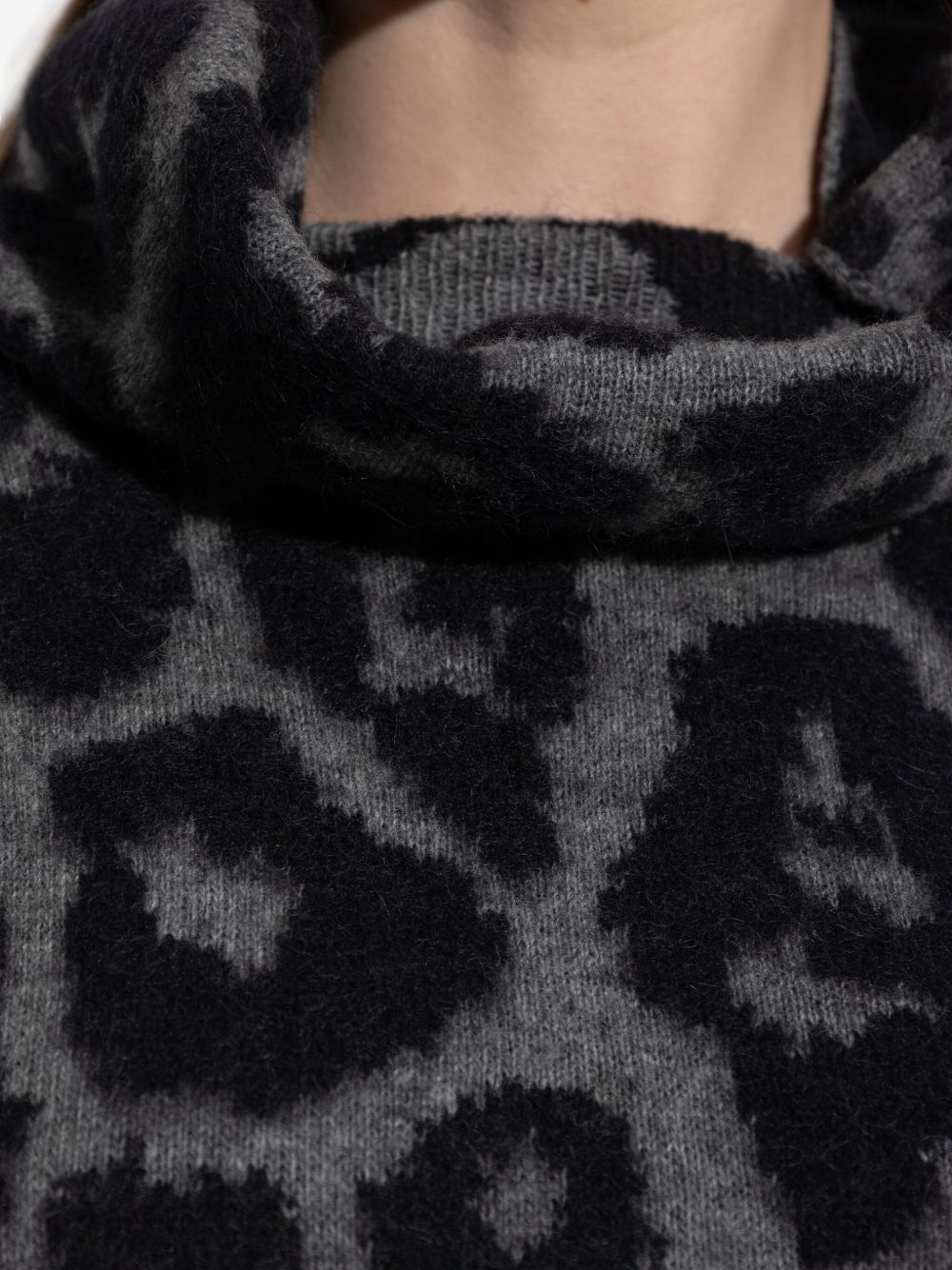 Stella McCartney Wool Leopard Print Sweater - Black