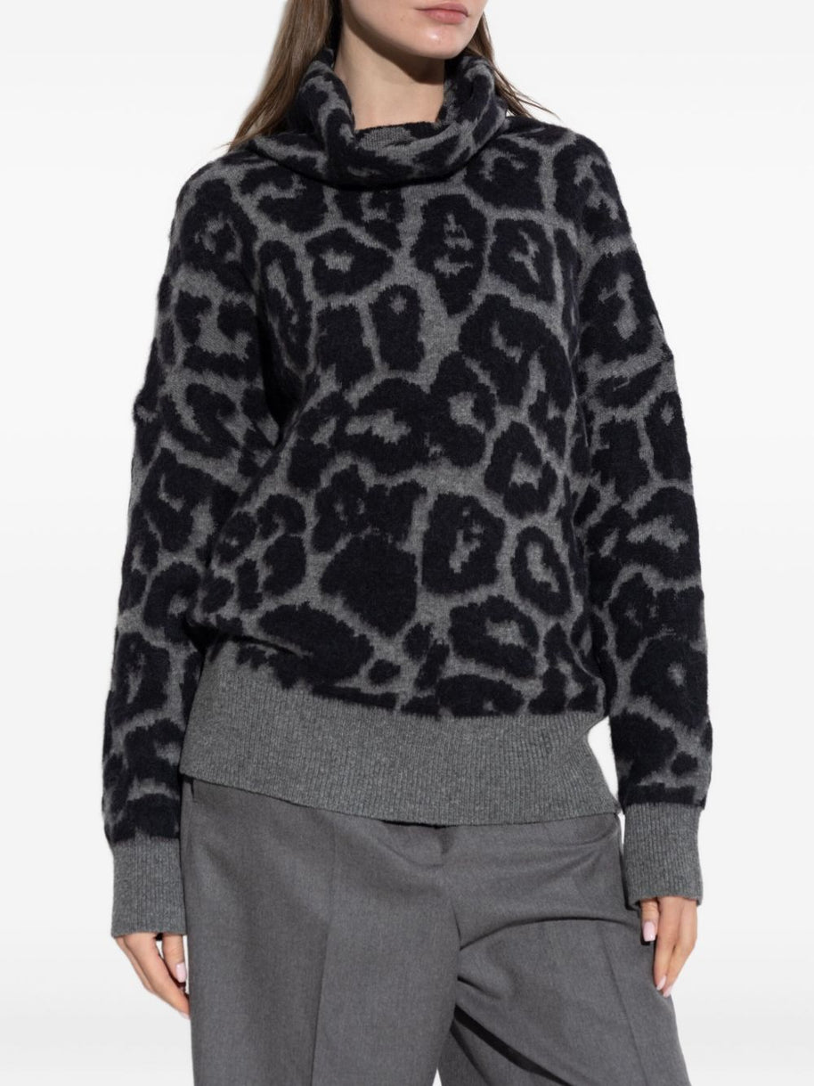 Stella McCartney Wool Leopard Print Sweater - Black