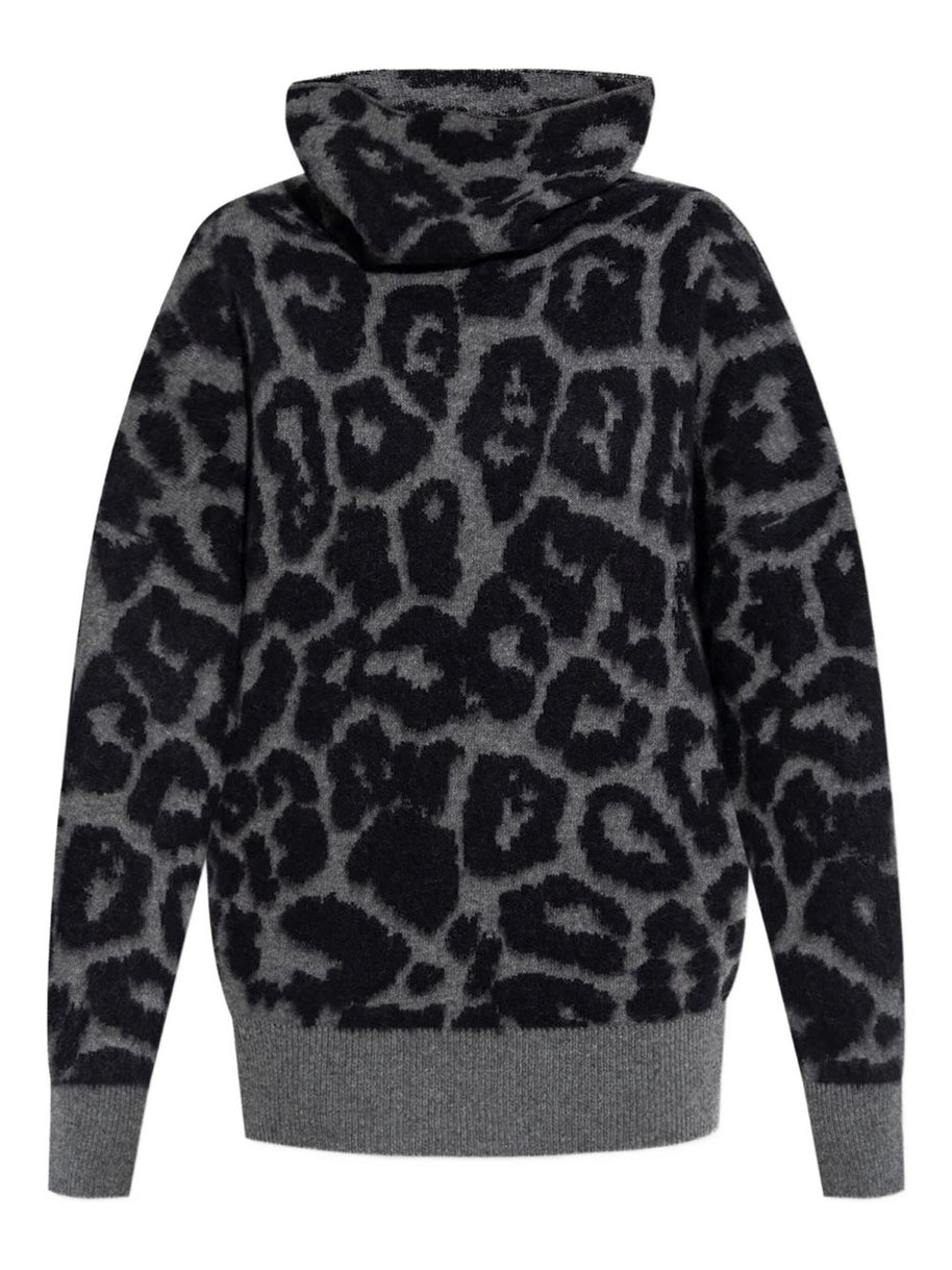 Stella McCartney Wool Leopard Print Sweater - Black