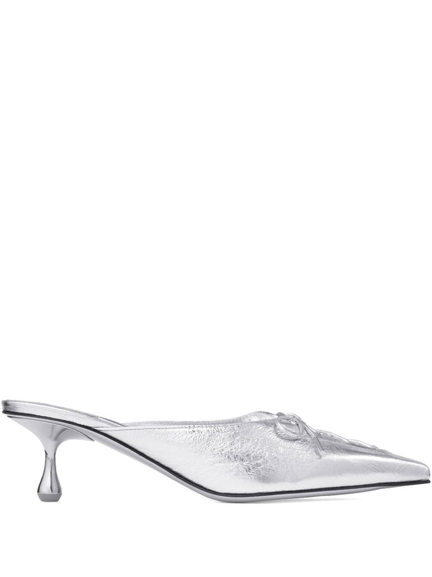 Jimmy Choo Scarlett 50 Leather Mules - Silver