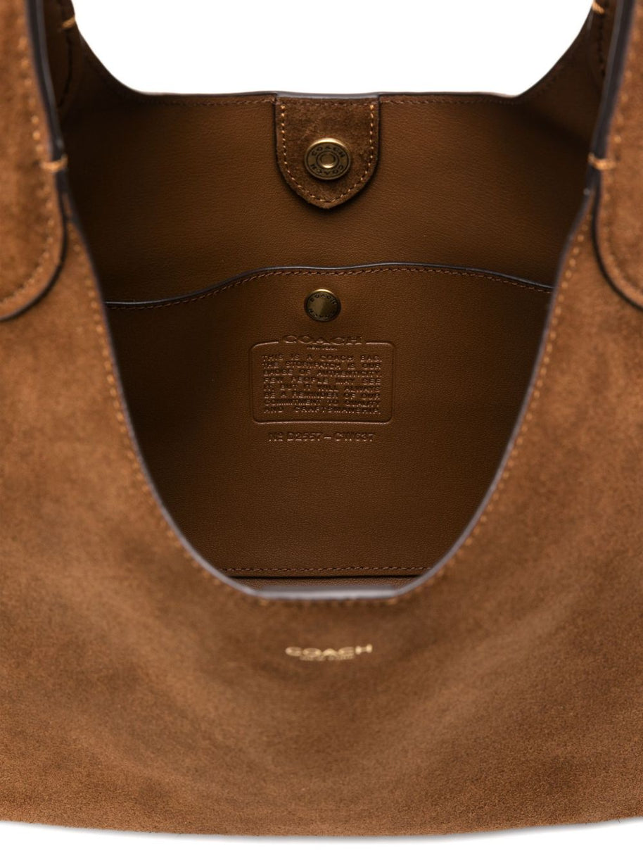 Coach Brooklyn 28 Suede Leather Hobo Bag - Leather Brown