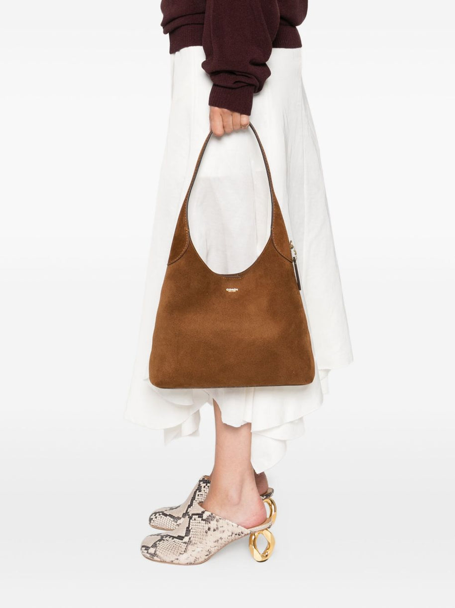 Coach Brooklyn 28 Suede Leather Hobo Bag - Leather Brown