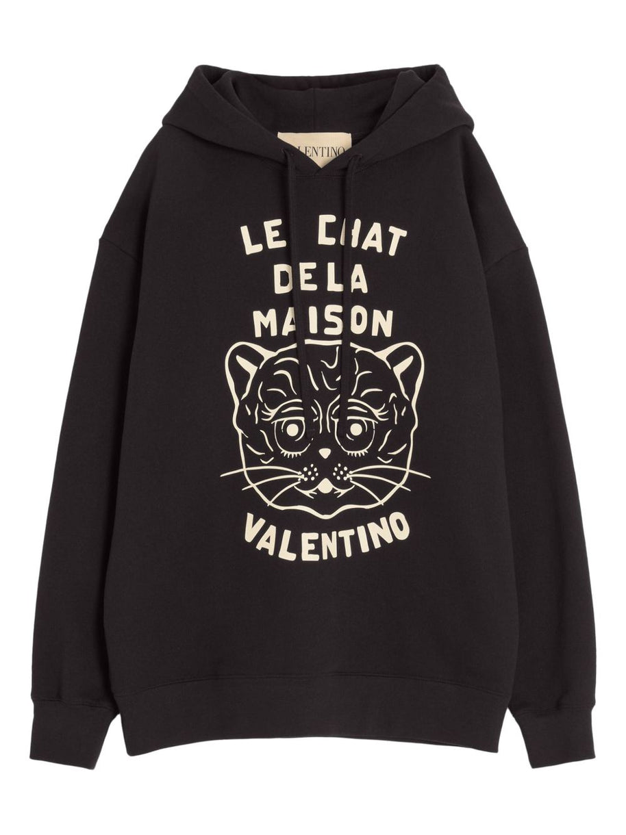 Valentino Le Chat De La Maison Cotton Hoodie - Black