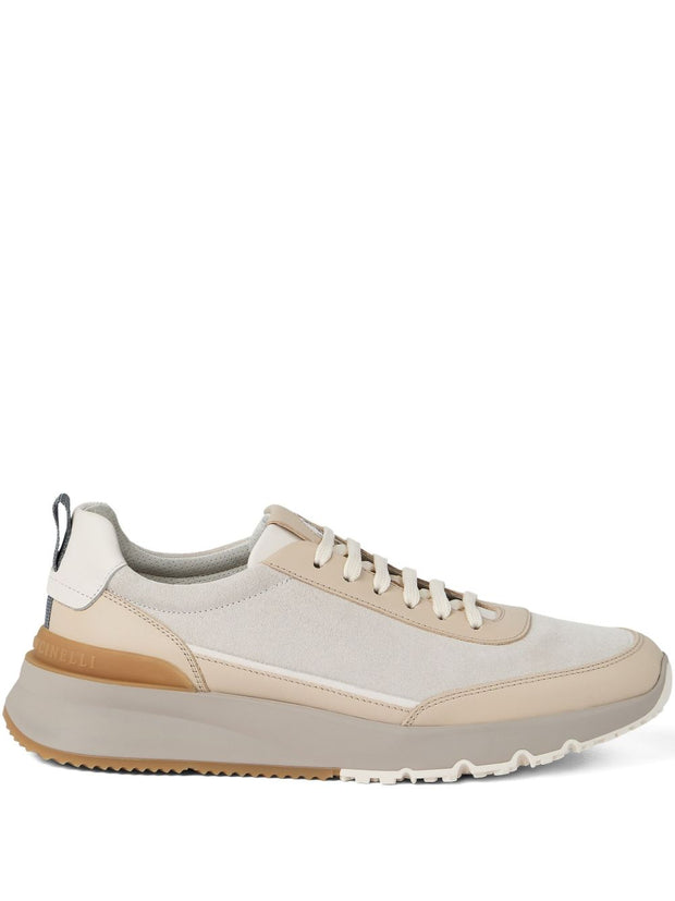 Brunello Cucinelli Washed Suede And Semi-polished Calfskin Runners