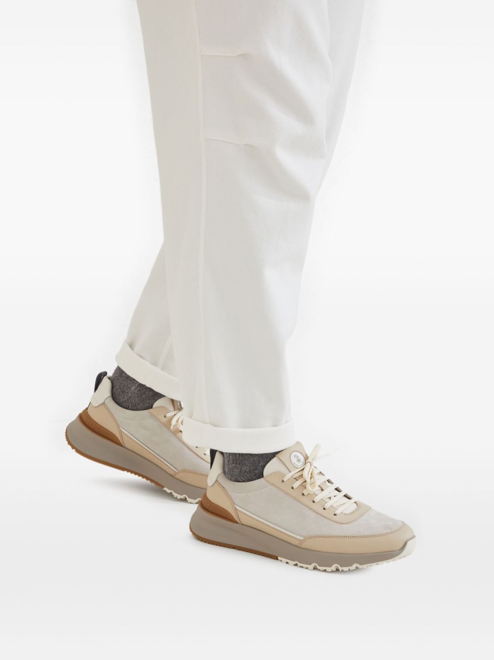 Brunello Cucinelli Washed Suede And Semi-polished Calfskin Runners