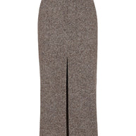 Brunello Cucinelli Virgin Wool And Silk Mélange Diagonal Sartorial Pencil Skirt With Monili