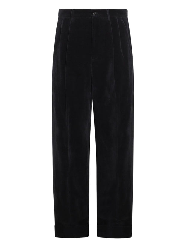 Valentino Cotton And Linen Blend Trousers - Blue