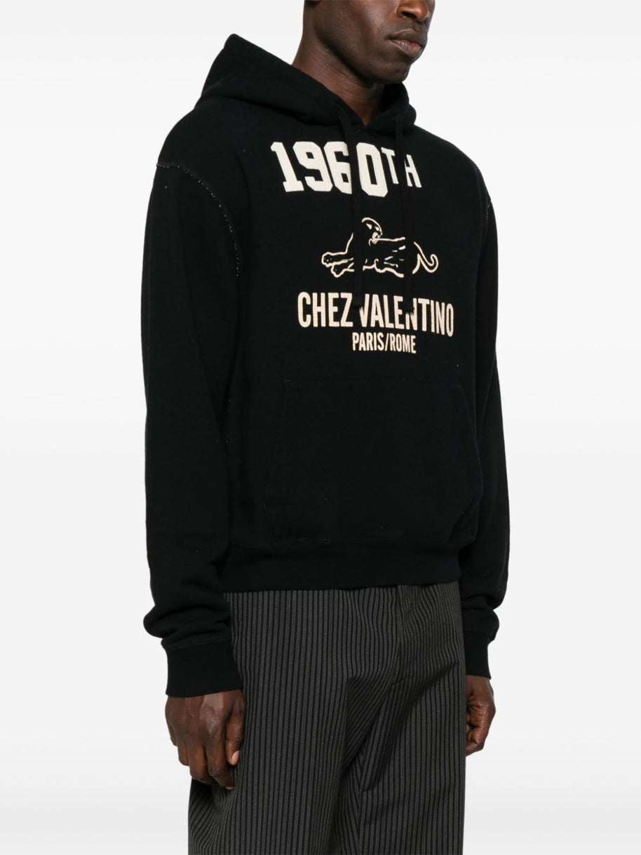 Valentino Chez Valentino Cotton Hoodie - Black