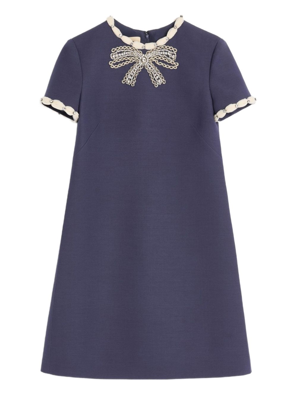 Valentino Short Embroidered Crepe Couture Dress