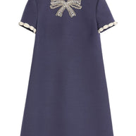 Valentino Short Embroidered Crepe Couture Dress