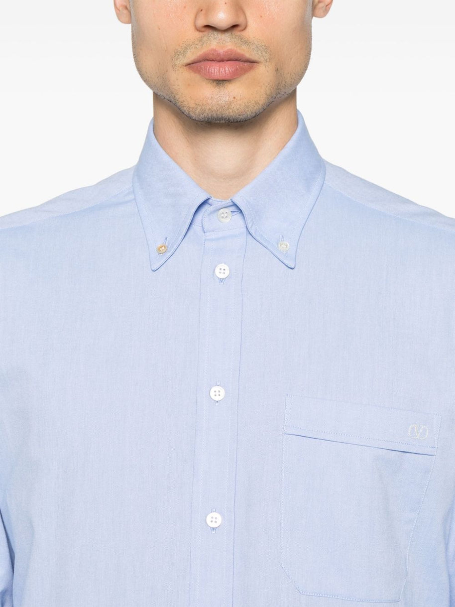 Valentino VLogo Signature Cotton Shirt - Clear Blue