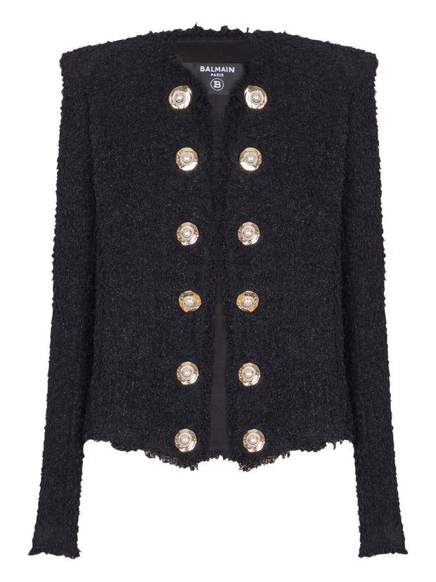 Balmain Tweed Short Jacke - Black
