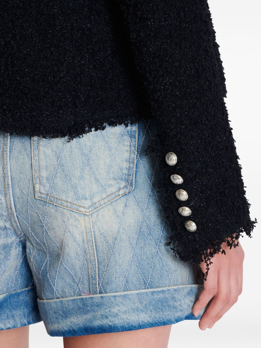 Balmain Tweed Short Jacke - Black