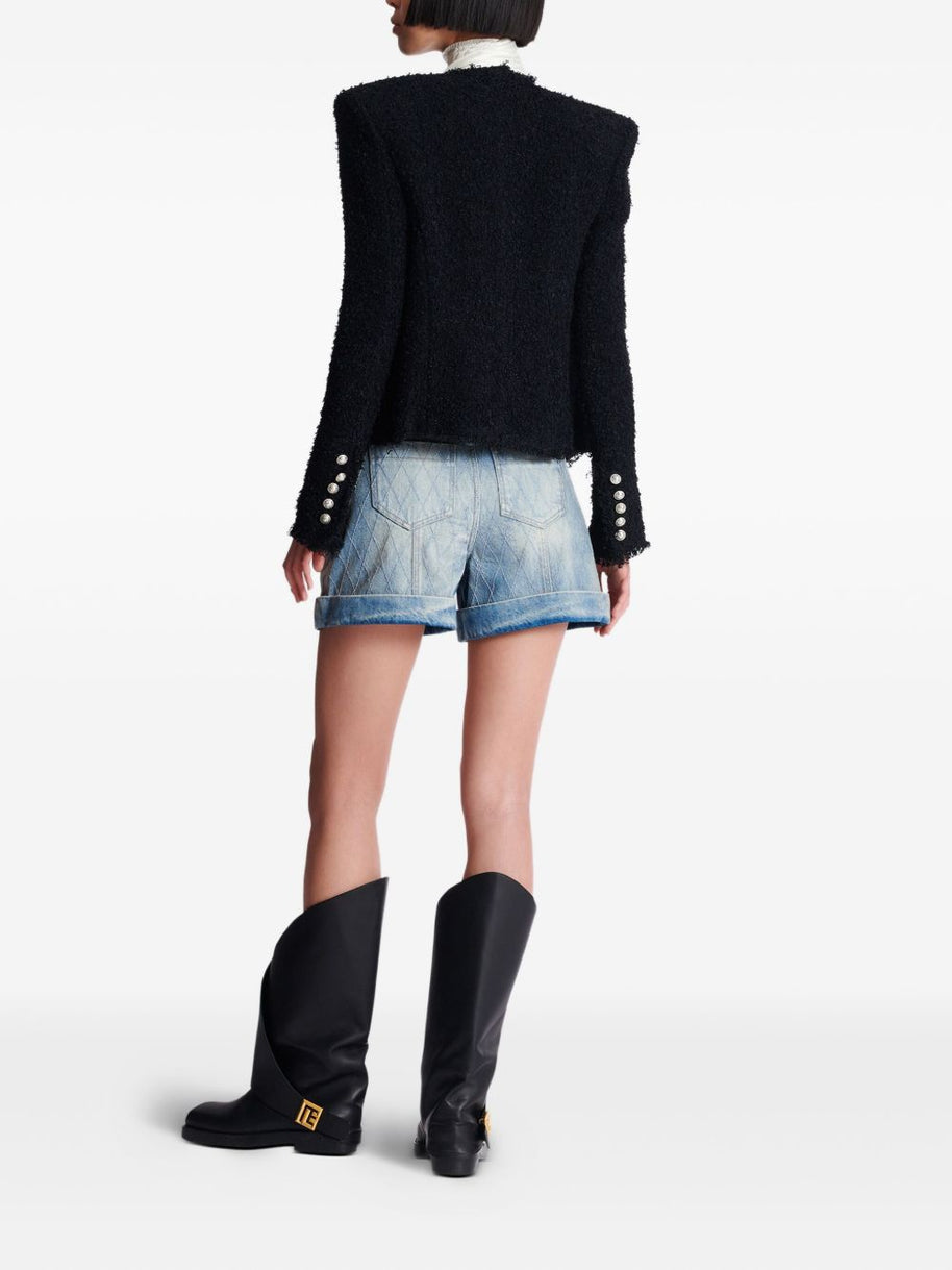Balmain Tweed Short Jacke - Black