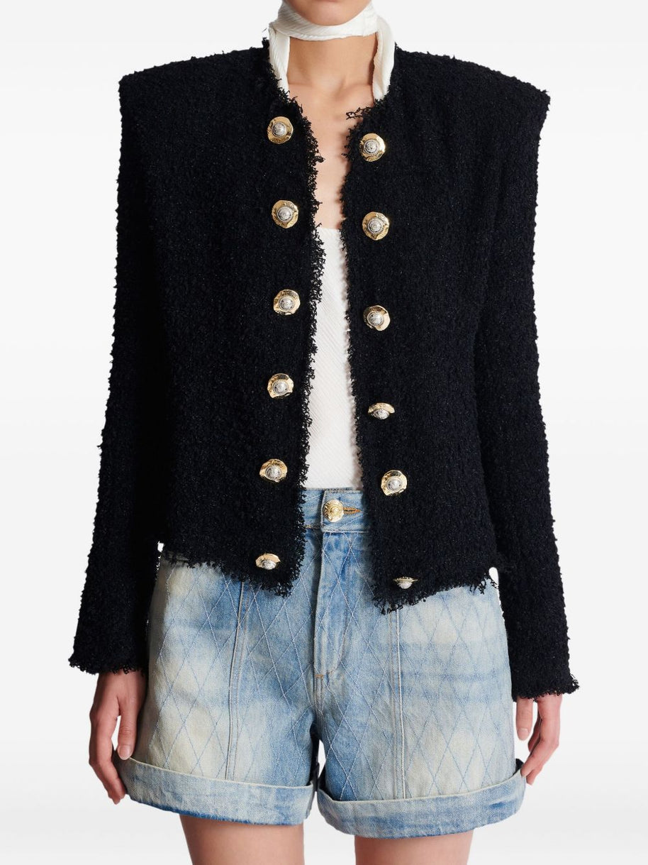 Balmain Tweed Short Jacke - Black