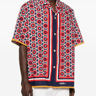 Valentino Bulles Royales Cotton Bowling Shirt - Blue