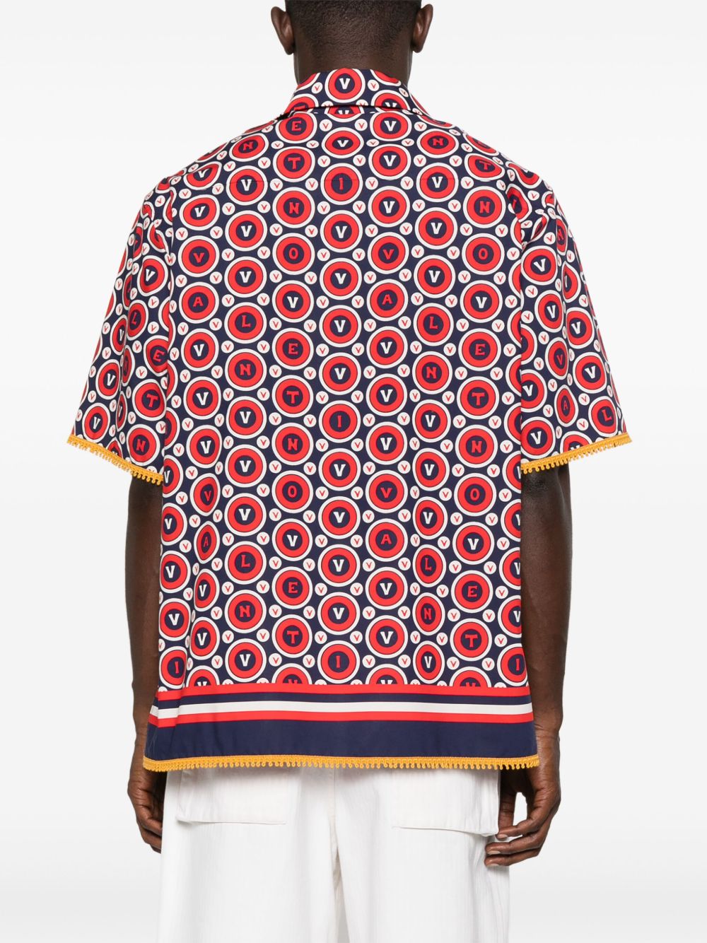 Valentino Bulles Royales Cotton Bowling Shirt - Blue