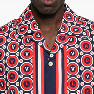 Valentino Bulles Royales Cotton Bowling Shirt - Blue