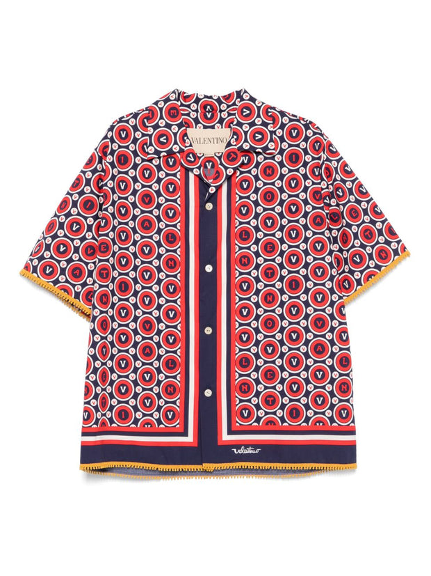Valentino Bulles Royales Cotton Bowling Shirt - Blue