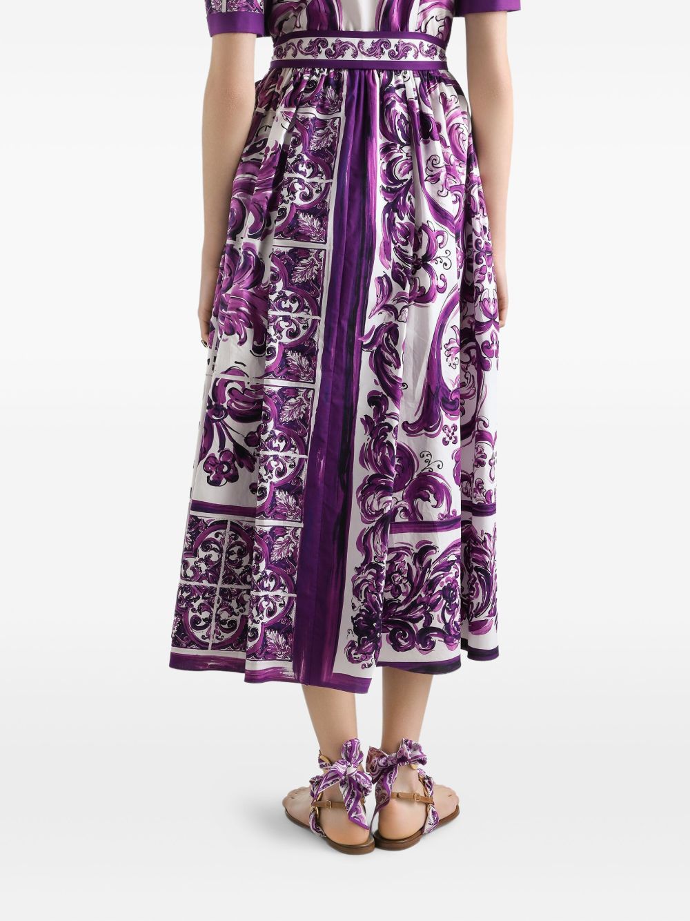 Dolce & Gabbana Maiolica Print Cotton Shirtdress Purple