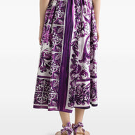 Dolce & Gabbana Maiolica Print Cotton Shirtdress Purple