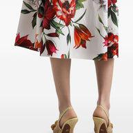 Dolce & Gabbana Flower-print Pleated Poplin Skirt