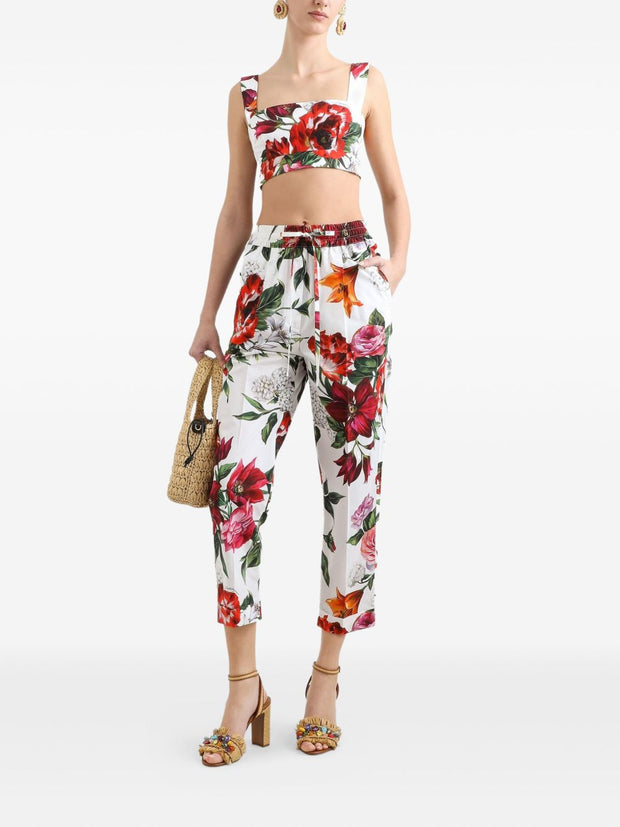 Dolce & Gabbana Flower Print Cotton Top - White