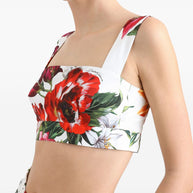 Dolce & Gabbana Flower Print Cotton Top - White