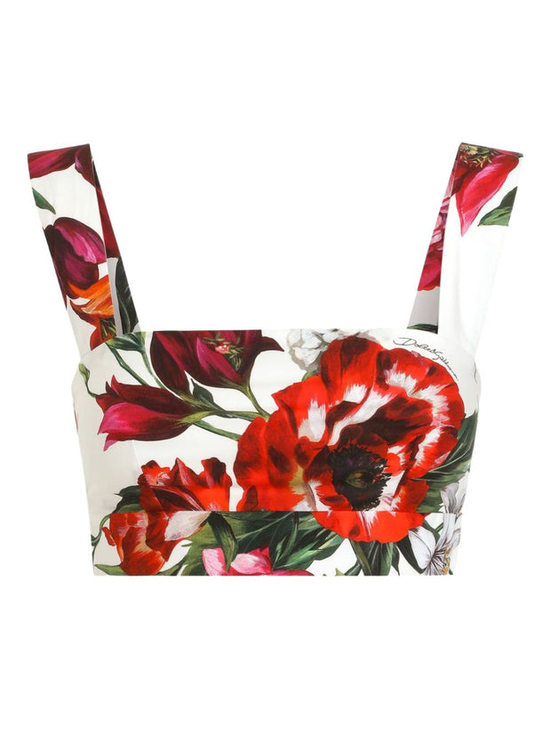 Dolce & Gabbana Flower Print Cotton Top - White