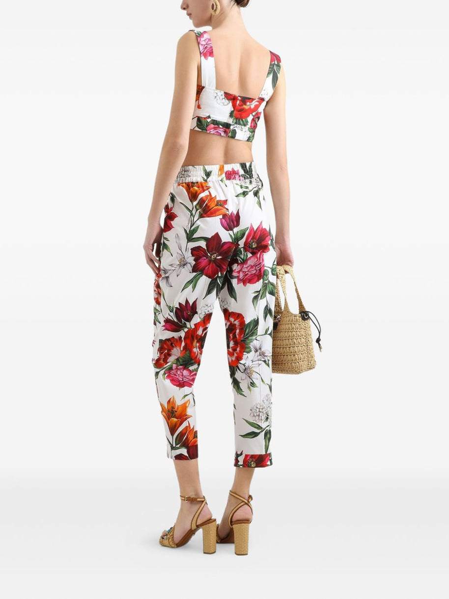 Dolce & Gabbana Flower Print Cotton Top - White