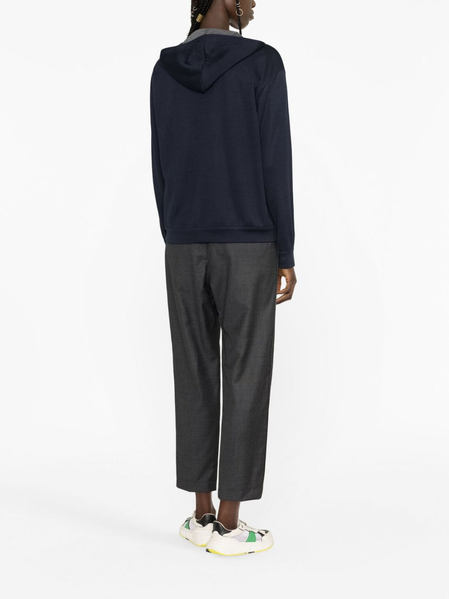 Brunello Cucinelli Cotton And Silk Hoodie - Blue