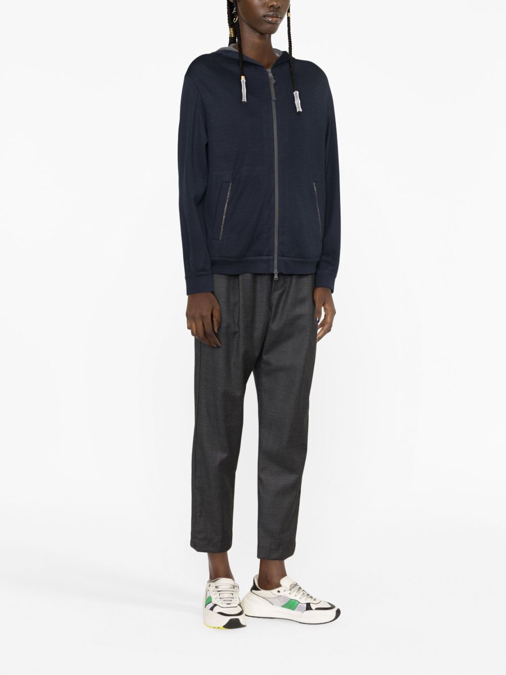 Brunello Cucinelli Cotton And Silk Hoodie - Blue