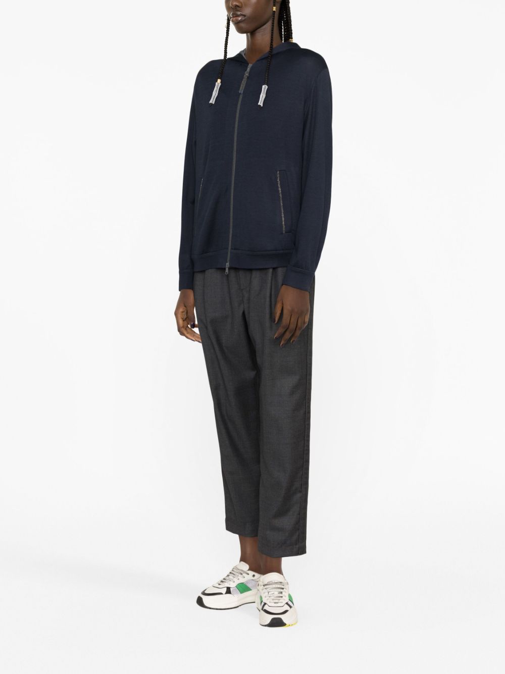 Brunello Cucinelli Cotton And Silk Hoodie - Blue