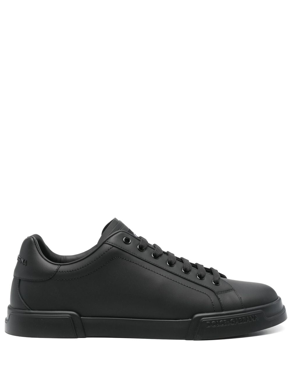 Dolce & Gabbana Portofino Leather Sneakers - Black