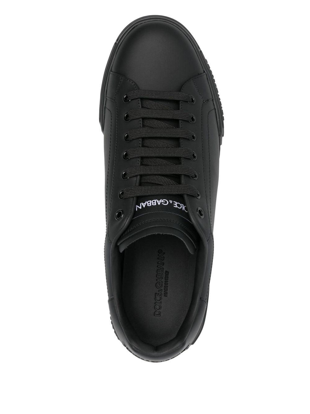 Dolce & Gabbana Portofino Leather Sneakers - Black