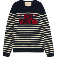 Valentino Chez Valentino Wool Striped Sweater - Blue