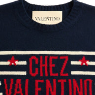 Valentino Chez Valentino Wool Striped Sweater - Blue