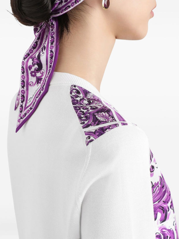 Dolce & Gabbana Maiolica Print Silk Cardigan
