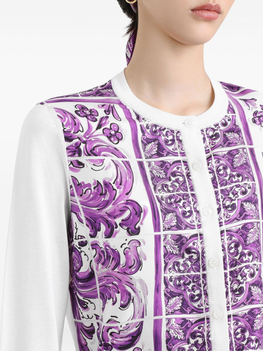 Dolce & Gabbana Maiolica Print Silk Cardigan