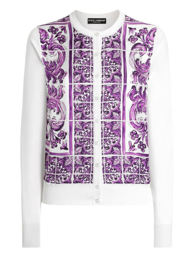 Dolce & Gabbana Maiolica Print Silk Cardigan