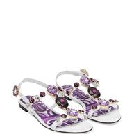 Dolce & Gabbana Maiolica Leather Sandals Purple