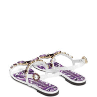 Dolce & Gabbana Maiolica Leather Sandals Purple