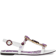 Dolce & Gabbana Maiolica Leather Sandals Purple