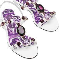 Dolce & Gabbana Maiolica Leather Sandals Purple