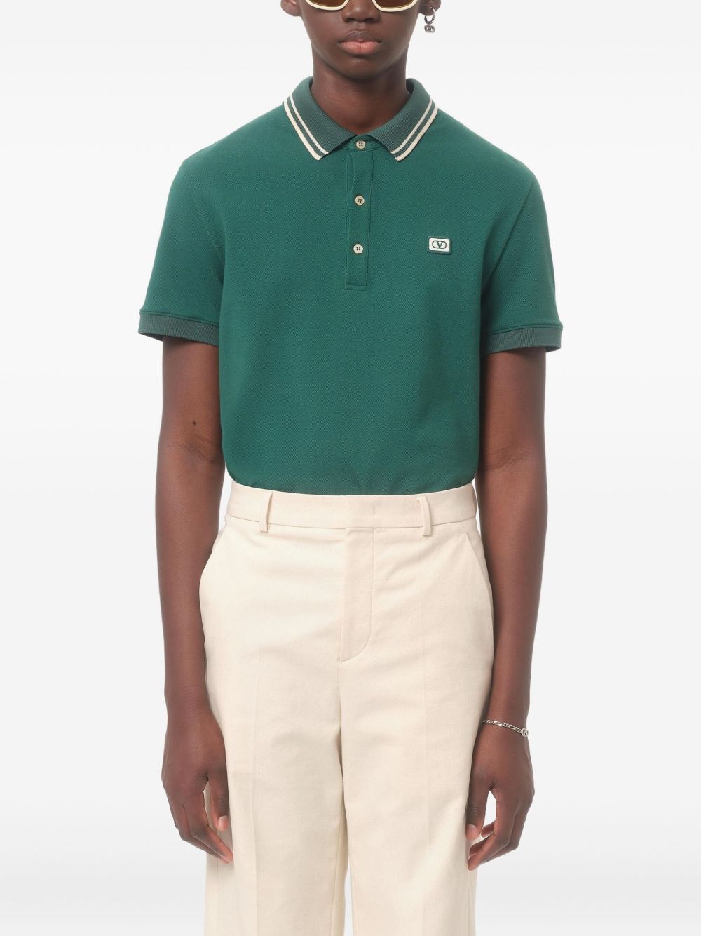 Valentino VLogo Signature Cotton Polo Shirt - Green
