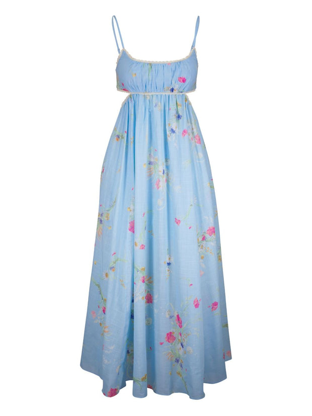 Zimmermann Lucky Printed Cotton Maxi Dress - Clear Blue