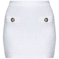 Balmain Tweed Mini Skirt - White
