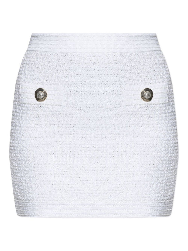 Balmain Tweed Mini Skirt - White