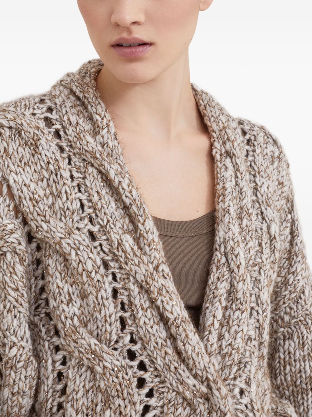 Brunello Cucinelli Wool And Cashmere Cardigan - Beige